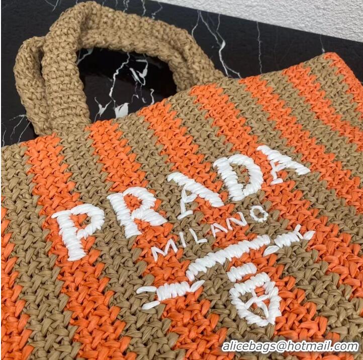 Good Quality Prada Raffia tote bag 1NE229 orange