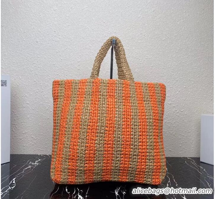 Good Quality Prada Raffia tote bag 1NE229 orange