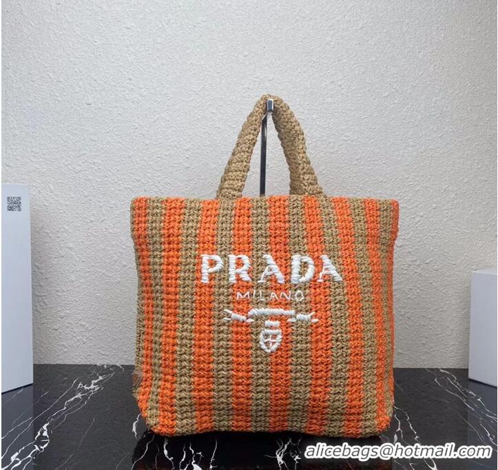 Good Quality Prada Raffia tote bag 1NE229 orange