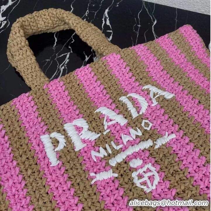 Promotional Grade Prada Raffia tote bag 1NE229 pink