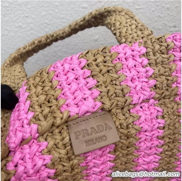 Promotional Grade Prada Raffia tote bag 1NE229 pink