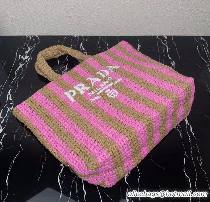 Promotional Grade Prada Raffia tote bag 1NE229 pink