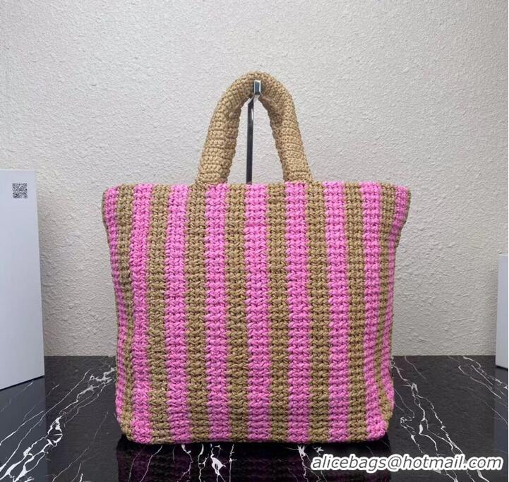 Promotional Grade Prada Raffia tote bag 1NE229 pink