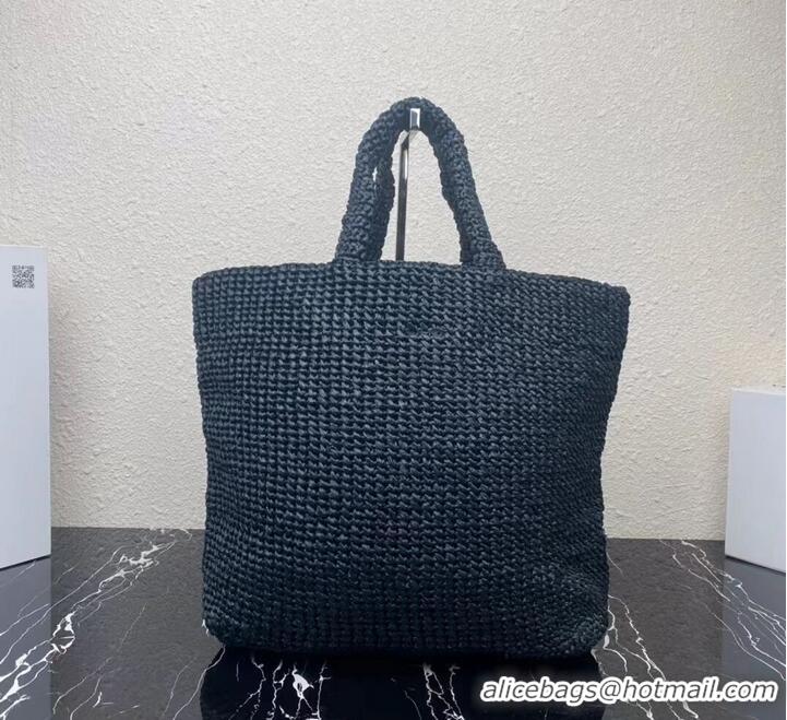 Inexpensive Prada Raffia tote bag 1NE229 black