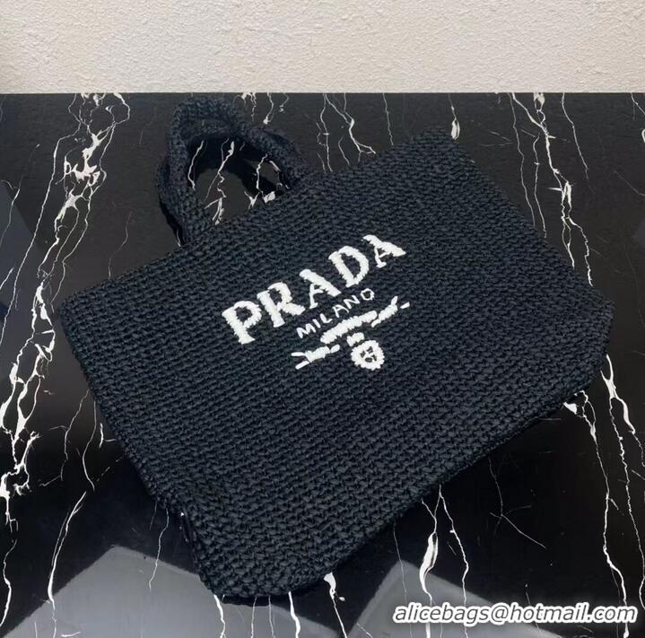 Inexpensive Prada Raffia tote bag 1NE229 black