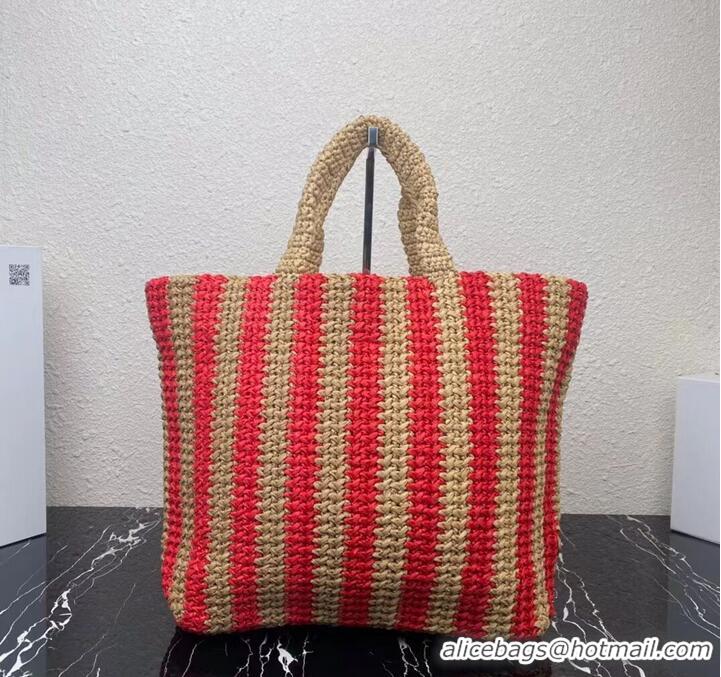 ow Cost Prada Raffia tote bag 1NE229 red