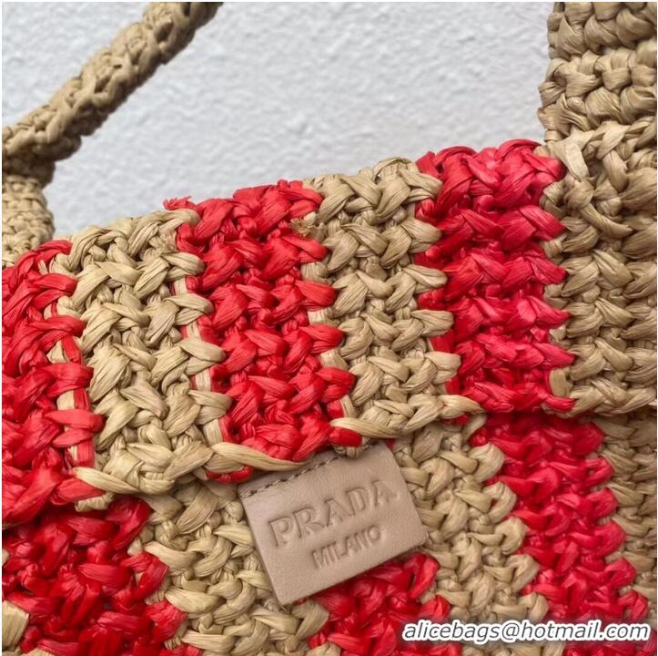 ow Cost Prada Raffia tote bag 1NE229 red