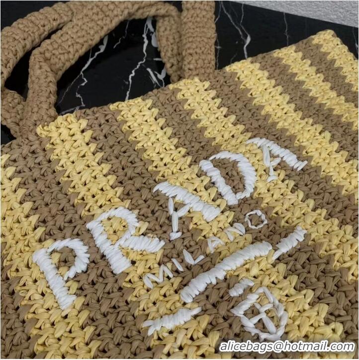 Good Product Prada Raffia tote bag 1NE229 yellow