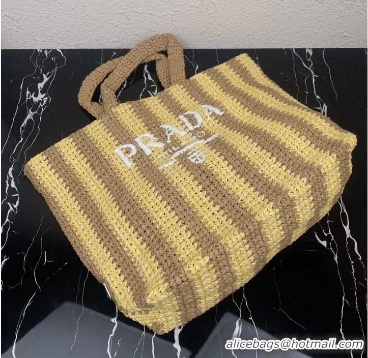 Good Product Prada Raffia tote bag 1NE229 yellow