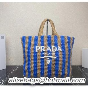 Pretty Style Prada Raffia tote bag 1NE229 blue