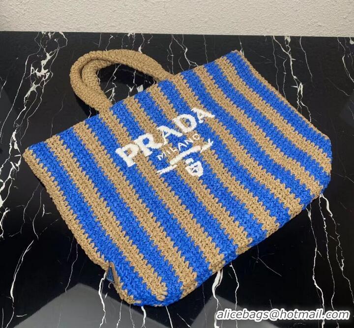 Pretty Style Prada Raffia tote bag 1NE229 blue