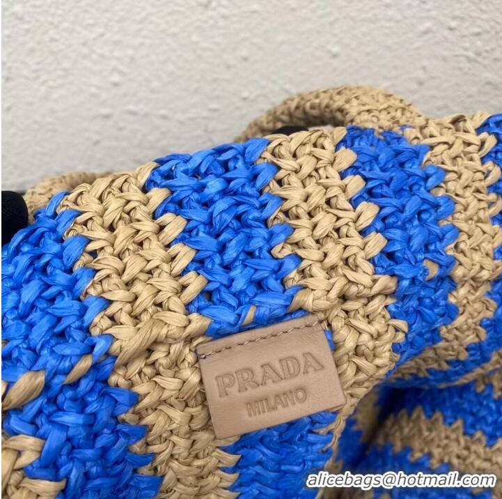 Pretty Style Prada Raffia tote bag 1NE229 blue