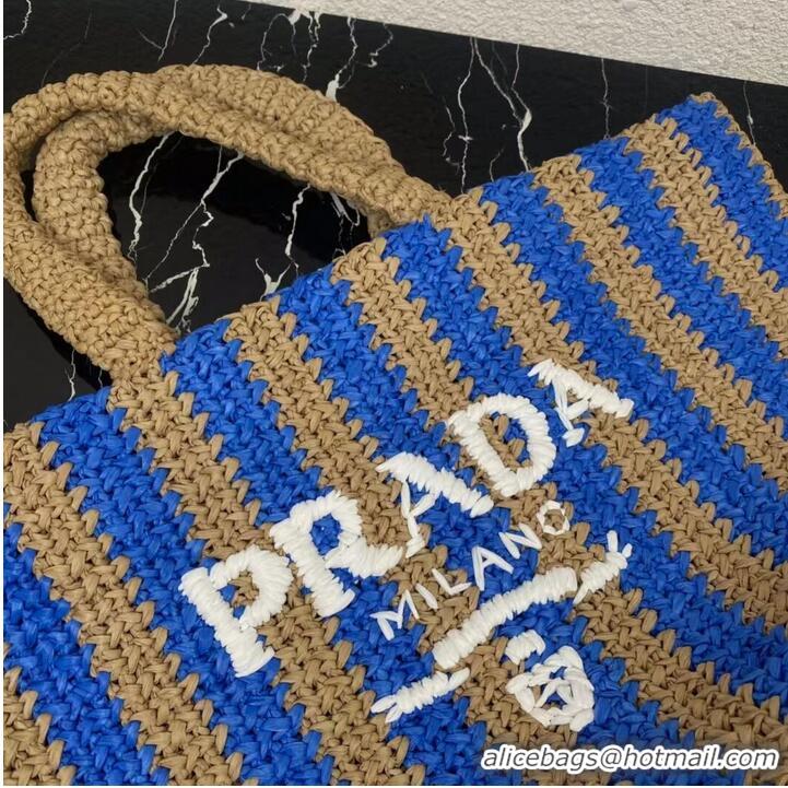 Pretty Style Prada Raffia tote bag 1NE229 blue