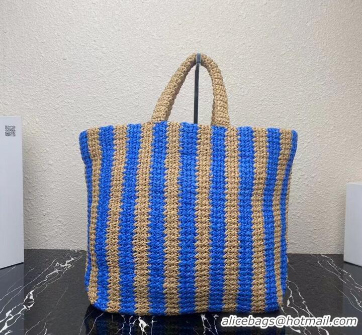 Pretty Style Prada Raffia tote bag 1NE229 blue