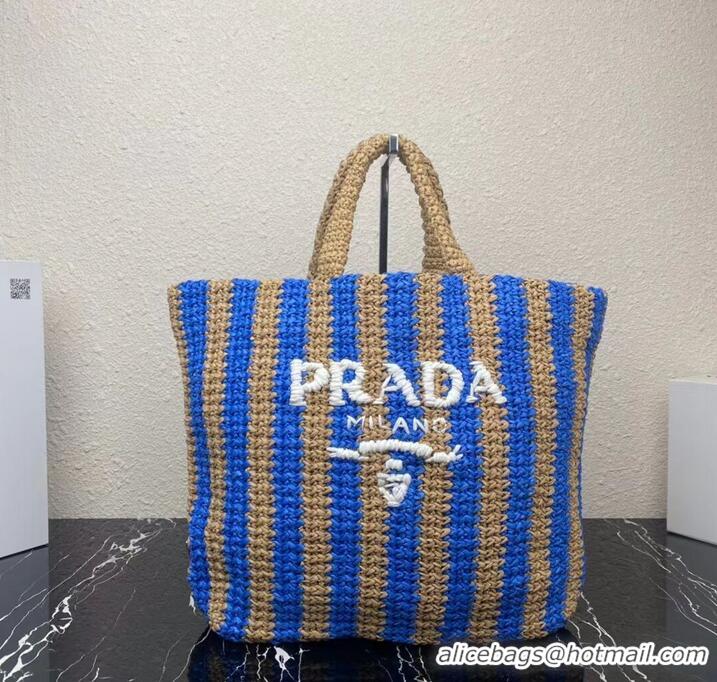 Pretty Style Prada Raffia tote bag 1NE229 blue