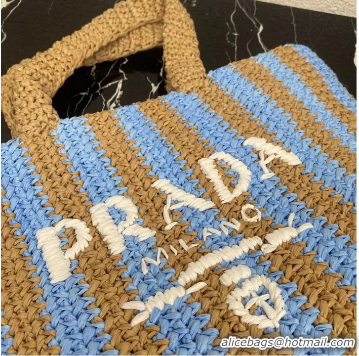 Top Quality Promotional Prada Raffia tote bag 1NE229 light blue