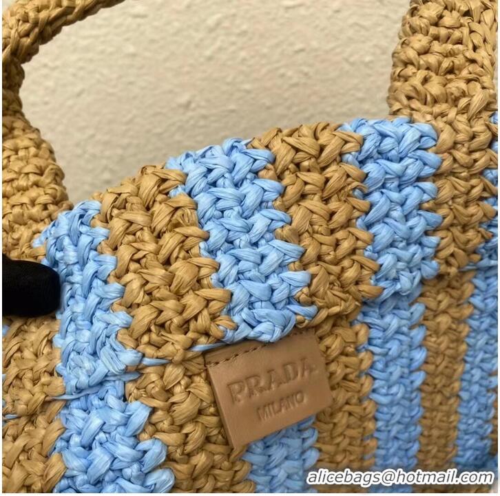 Top Quality Promotional Prada Raffia tote bag 1NE229 light blue