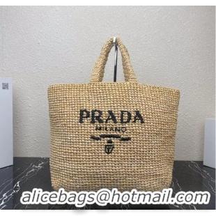 Buy Fashionable Prada Raffia tote bag 1NE229 tan