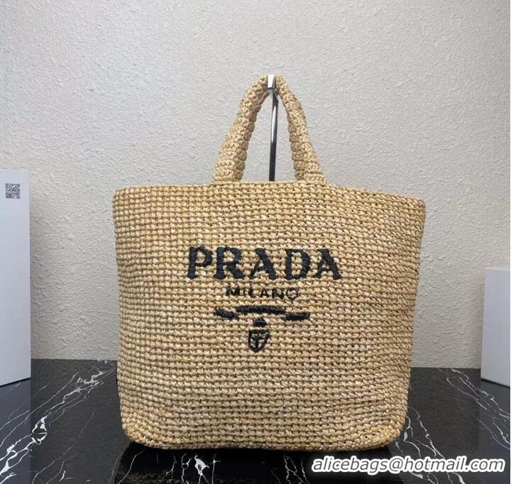 Buy Fashionable Prada Raffia tote bag 1NE229 tan