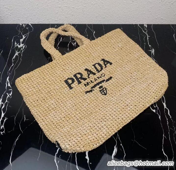 Buy Fashionable Prada Raffia tote bag 1NE229 tan