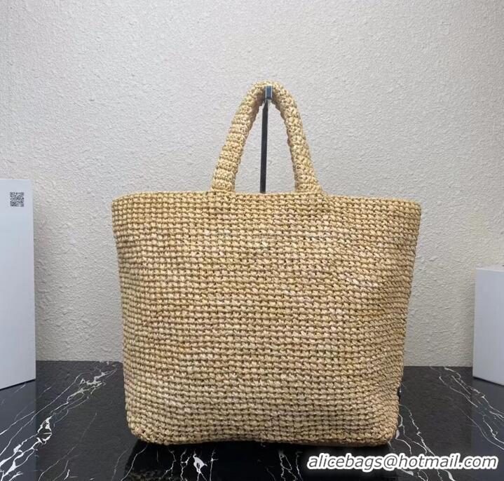 Buy Fashionable Prada Raffia tote bag 1NE229 tan