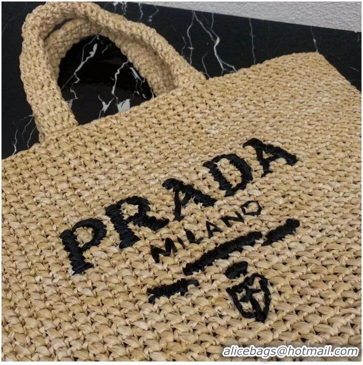 Buy Fashionable Prada Raffia tote bag 1NE229 tan