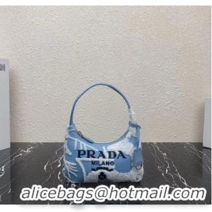 Top Quality Prada Re-Edition 2000 embroidered drill mini bag 1NE515 sky blue