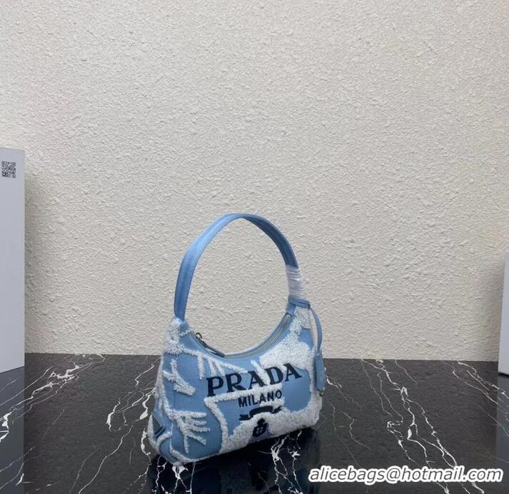 Top Quality Prada Re-Edition 2000 embroidered drill mini bag 1NE515 sky blue