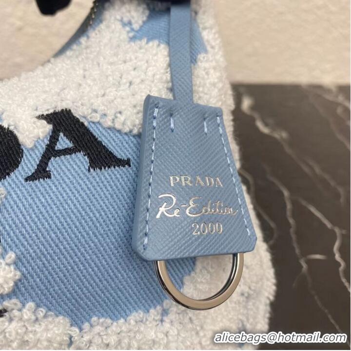 Top Quality Prada Re-Edition 2000 embroidered drill mini bag 1NE515 sky blue