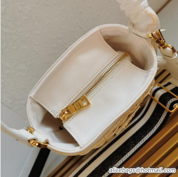 Good Quality Prada Raffia tote bag 1BE062 white