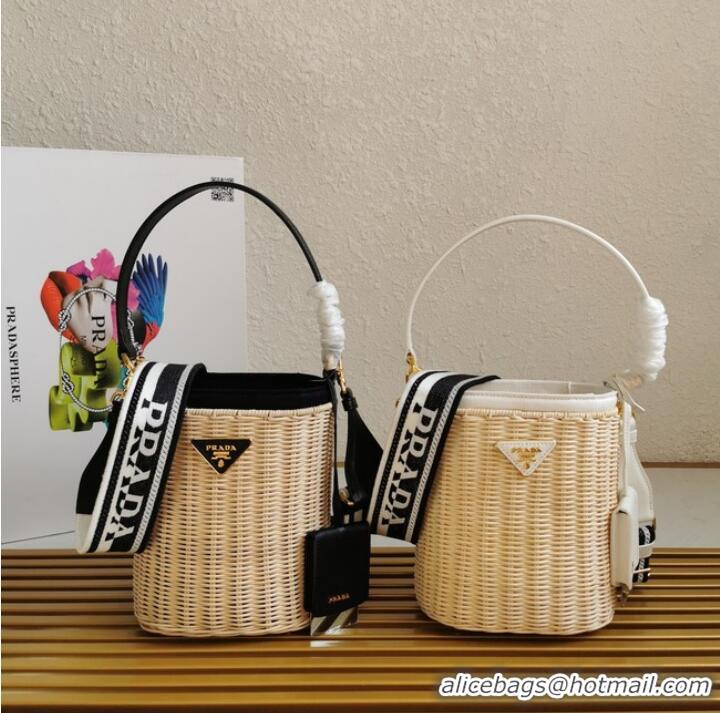 Top Grade Prada Raffia tote bag 1BE062 black