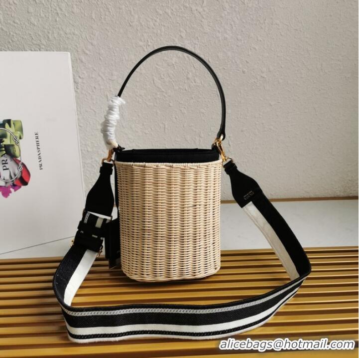 Top Grade Prada Raffia tote bag 1BE062 black