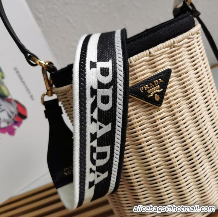 Top Grade Prada Raffia tote bag 1BE062 black