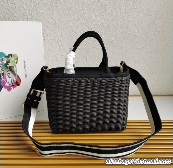 Famous Brand Prada Raffia tote bag 1BG835 black