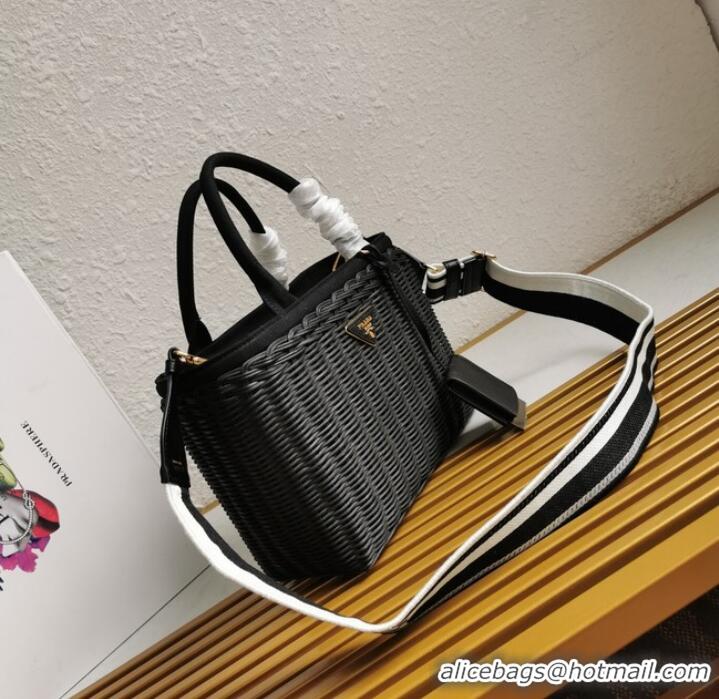 Famous Brand Prada Raffia tote bag 1BG835 black