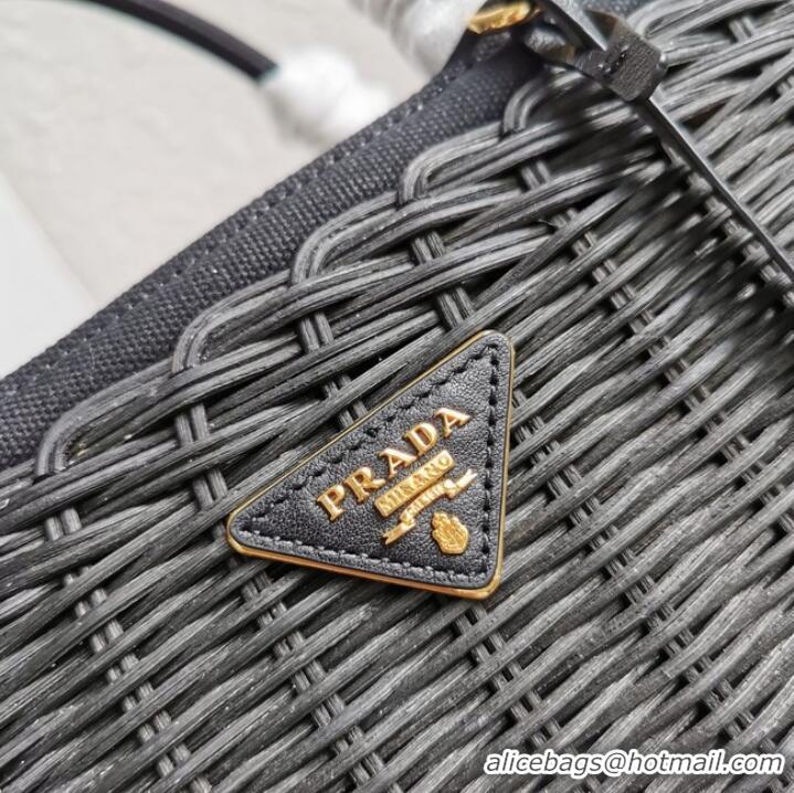 Famous Brand Prada Raffia tote bag 1BG835 black