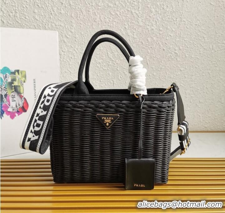 Famous Brand Prada Raffia tote bag 1BG835 black