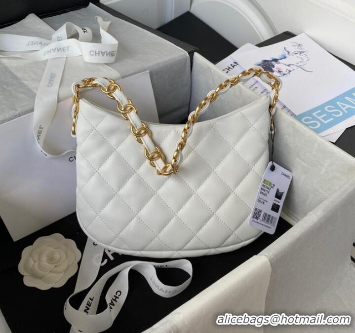 Popular Style Chanel SMALL BAG Lambskin & Gold-Tone Metal AS3562 WHITE