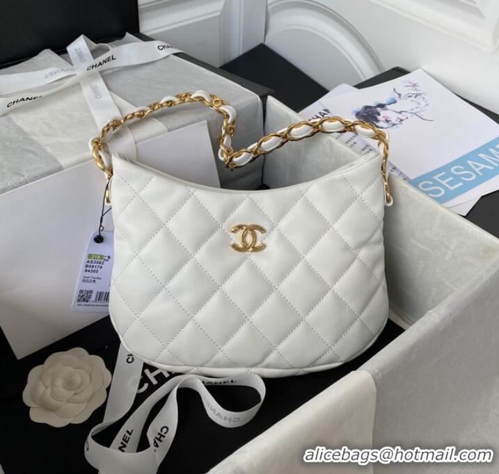 Popular Style Chanel SMALL BAG Lambskin & Gold-Tone Metal AS3562 WHITE