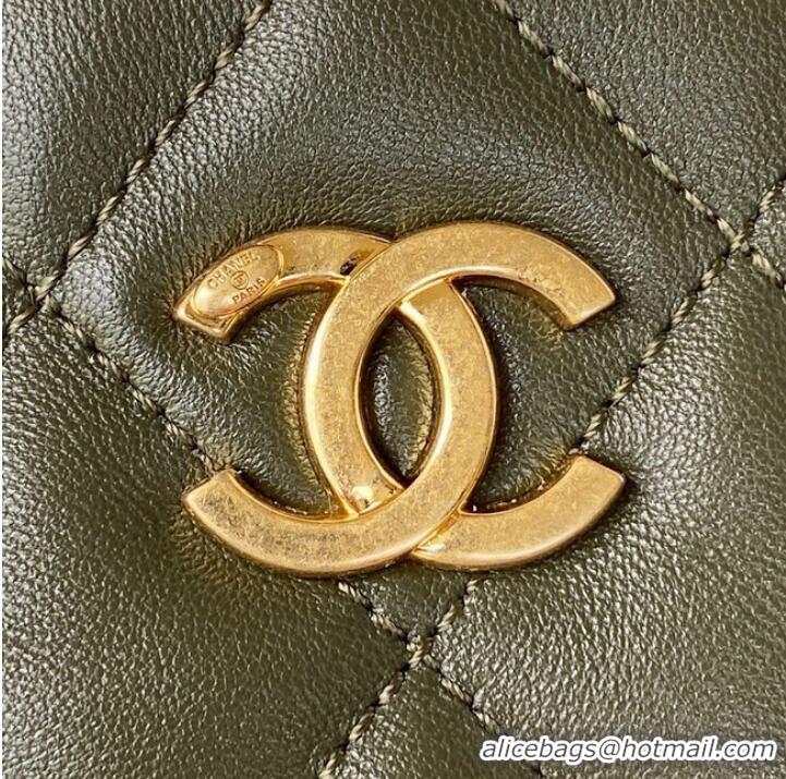 Luxury Cheap Chanel SMALL BAG Lambskin & Gold-Tone Metal AS3562 GREEN