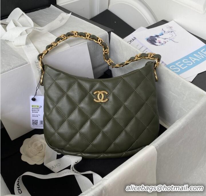 Luxury Cheap Chanel SMALL BAG Lambskin & Gold-Tone Metal AS3562 GREEN