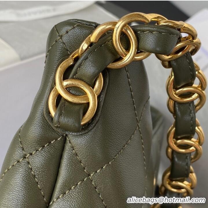 Luxury Cheap Chanel SMALL BAG Lambskin & Gold-Tone Metal AS3562 GREEN