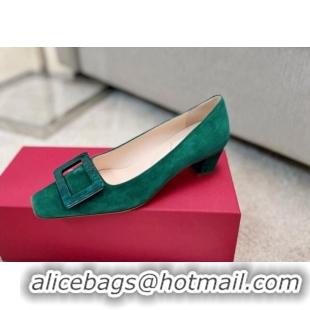 Sophisticated Roger Vivier Suede pumps 4cm Green 072217