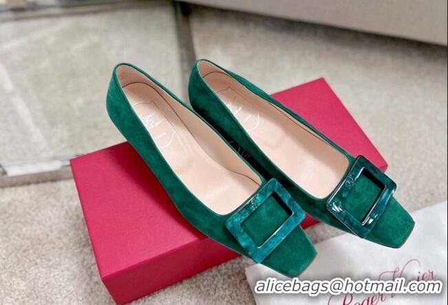 Sophisticated Roger Vivier Suede pumps 4cm Green 072217