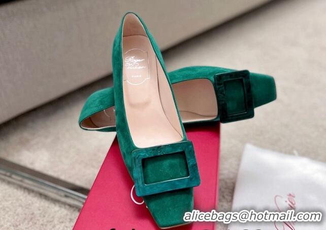 Sophisticated Roger Vivier Suede pumps 4cm Green 072217