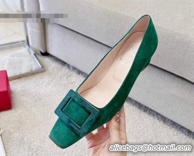 Sophisticated Roger Vivier Suede pumps 4cm Green 072217