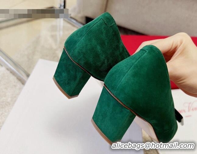 Sophisticated Roger Vivier Suede pumps 4cm Green 072217