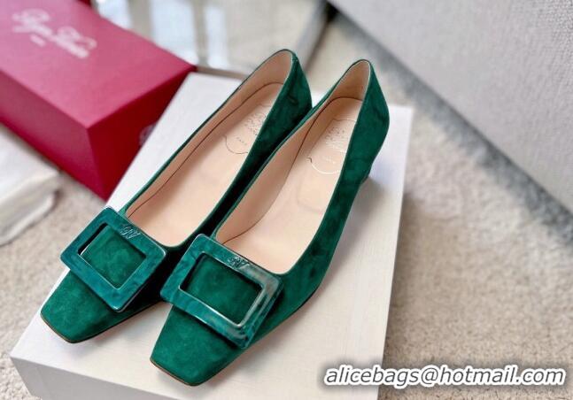 Sophisticated Roger Vivier Suede pumps 4cm Green 072217