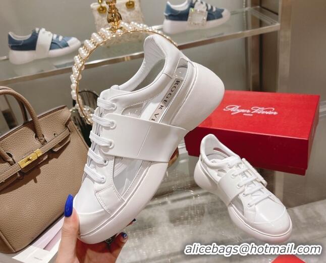 Good Quality Roger Vivier Calfskin Sneakers with Square Buckle White 2072219