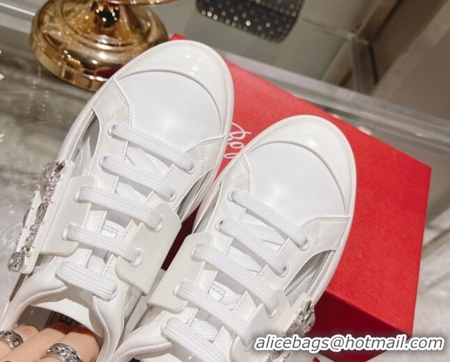 Good Quality Roger Vivier Calfskin Sneakers with Square Buckle White 2072219